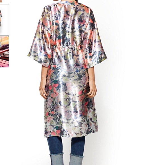 floral 3/4 sleeve long duster lightweight jacket S - Picture 1 of 6